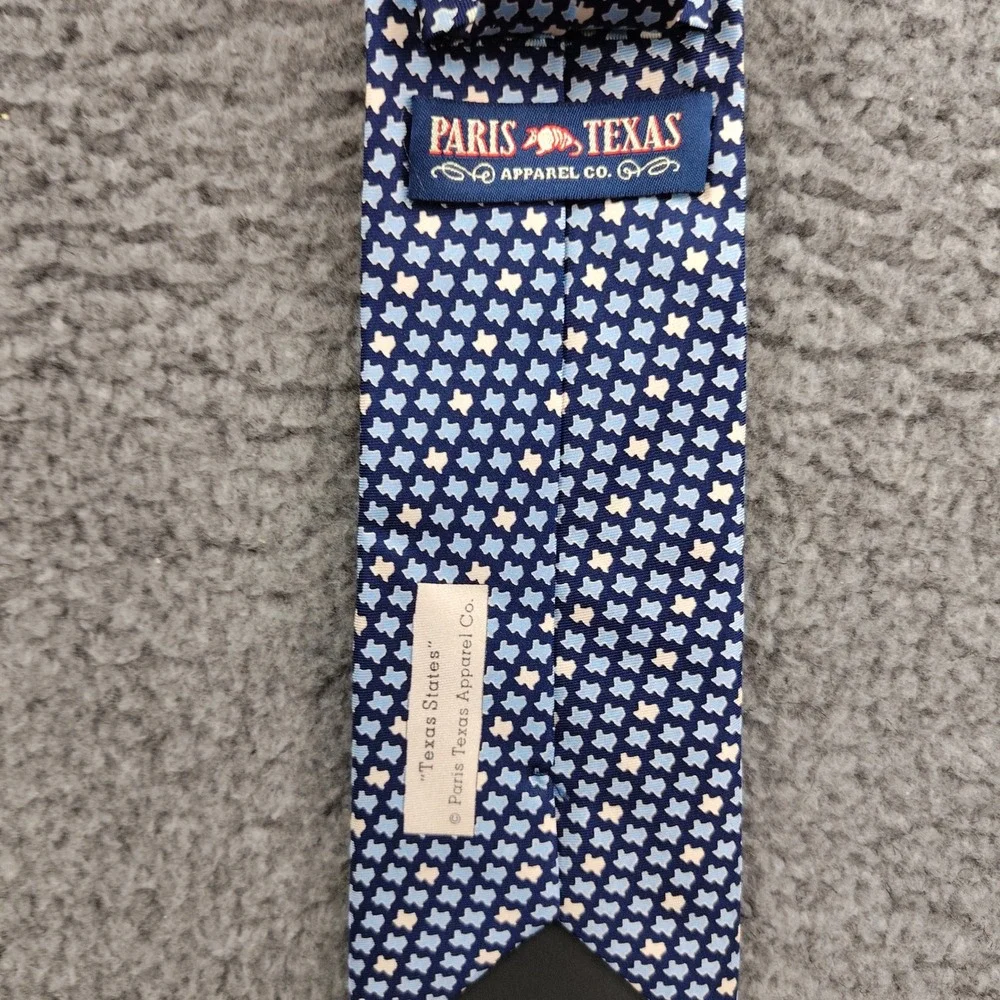 Paris Texas Apparel Co Silk Tie Texas Blue Lone Star State Foular W3.5 L:58